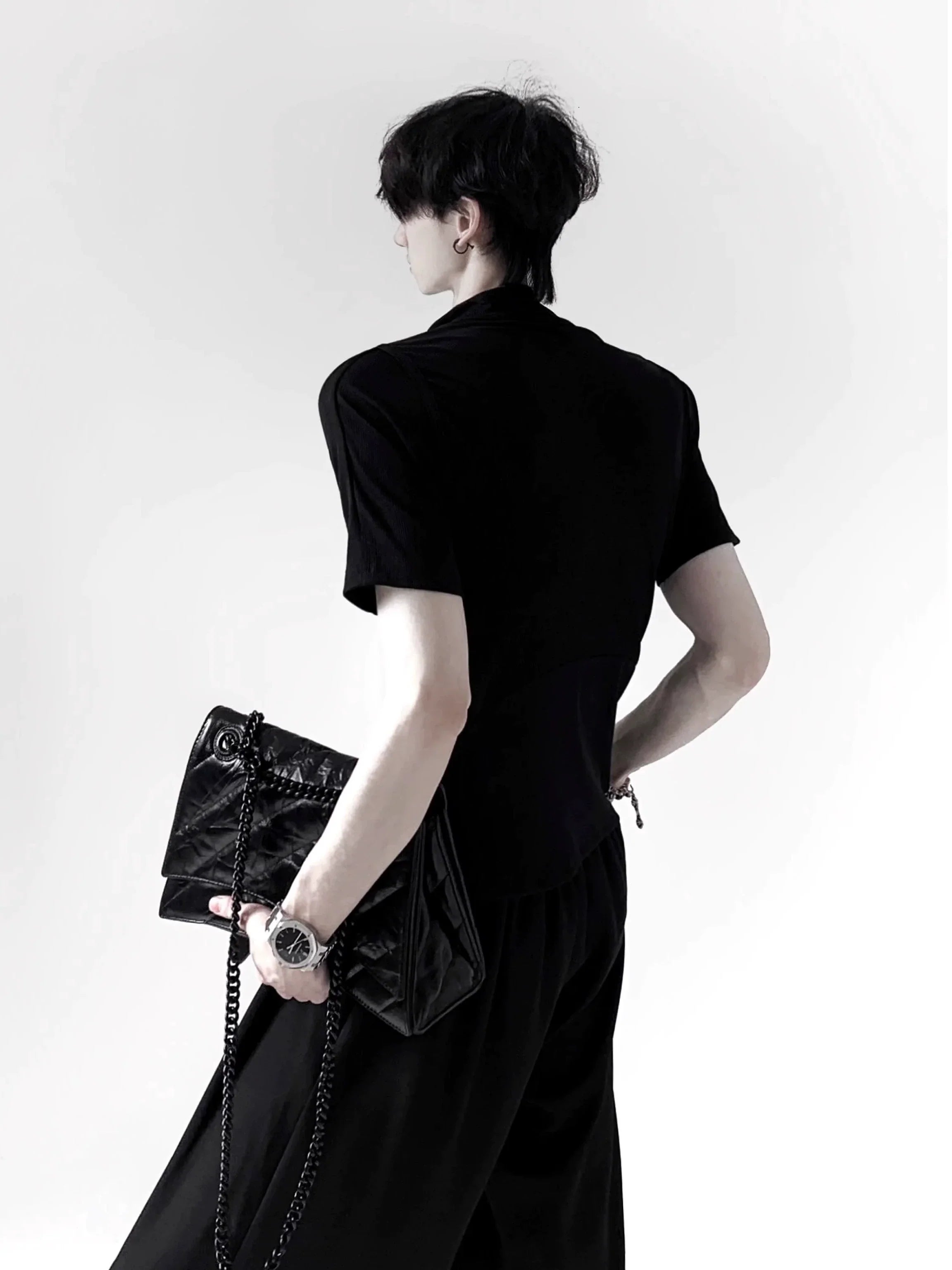 Plain Zip-Up Short Sleeve Shirt
