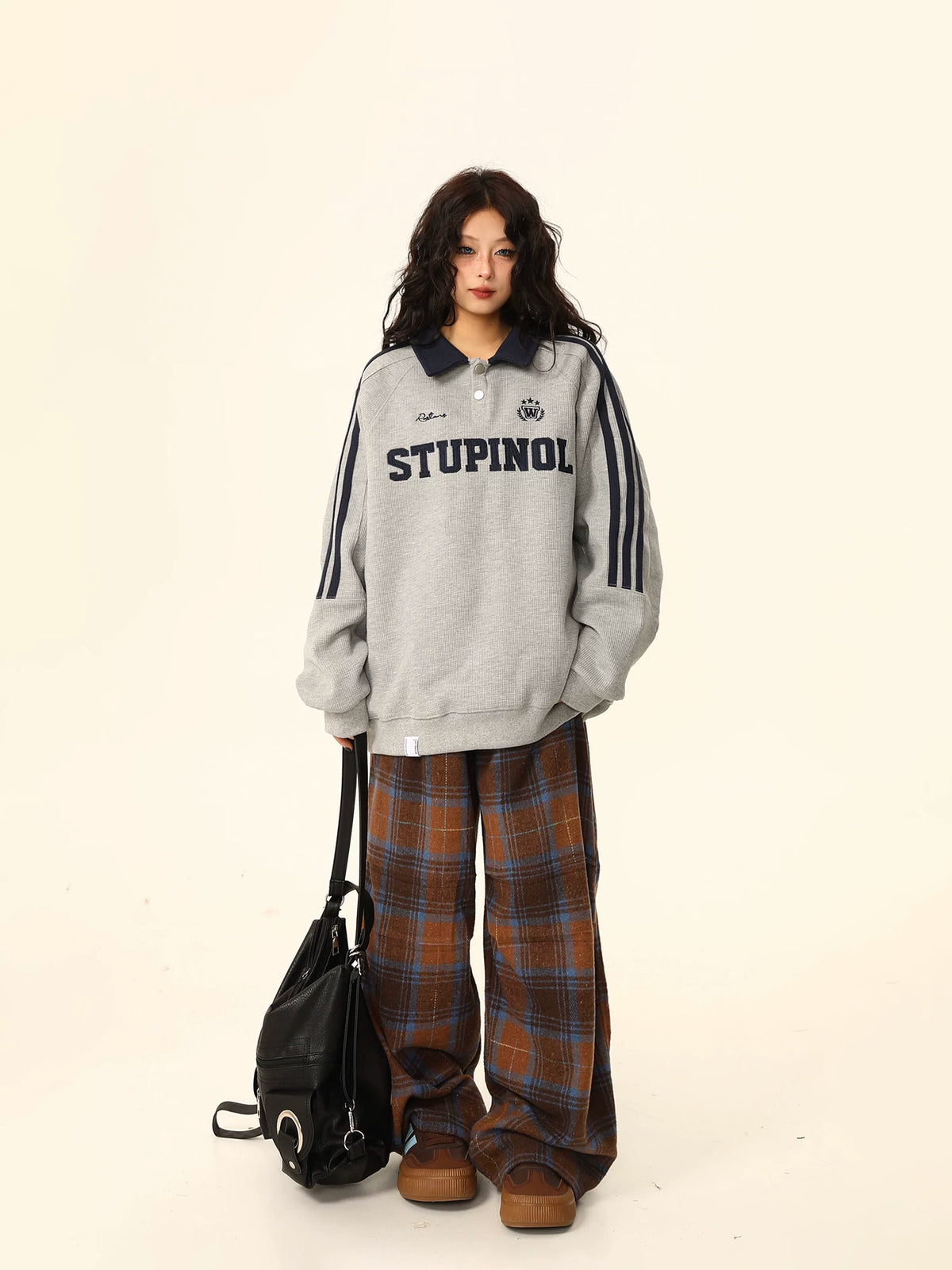 Oversized Polo Collar Sweatshirt