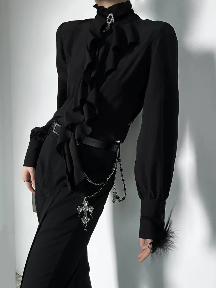 Ruffles Design Long Sleeve Shirt