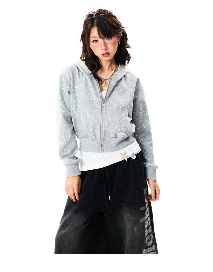 Polka Dot Zipper Hoodie