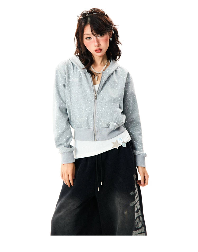 Polka Dot Zipper Hoodie
