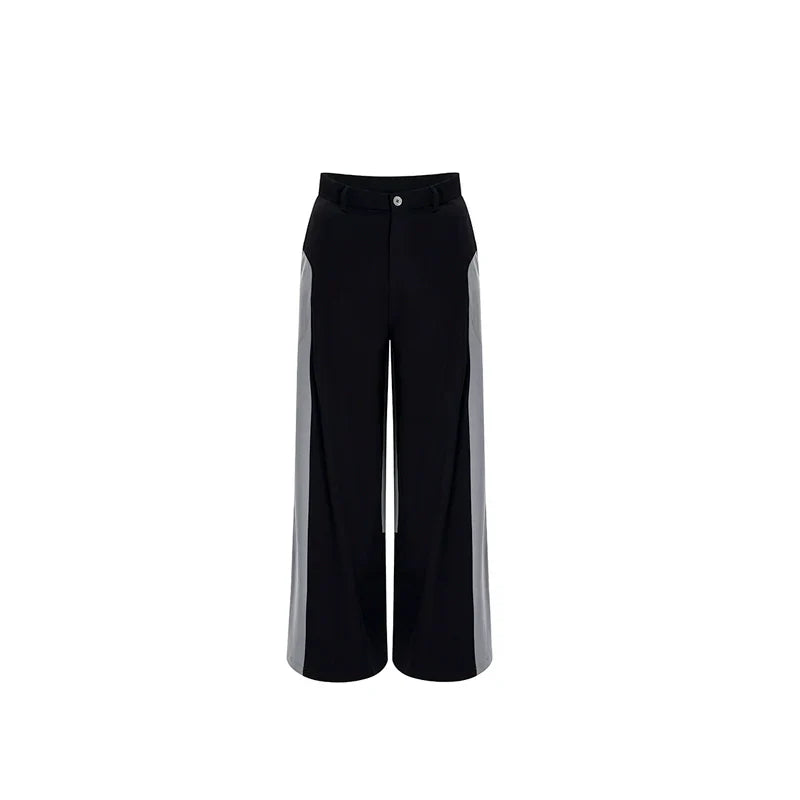 Contrast Color Tailored Jacket & Wide-leg Trousers Setup