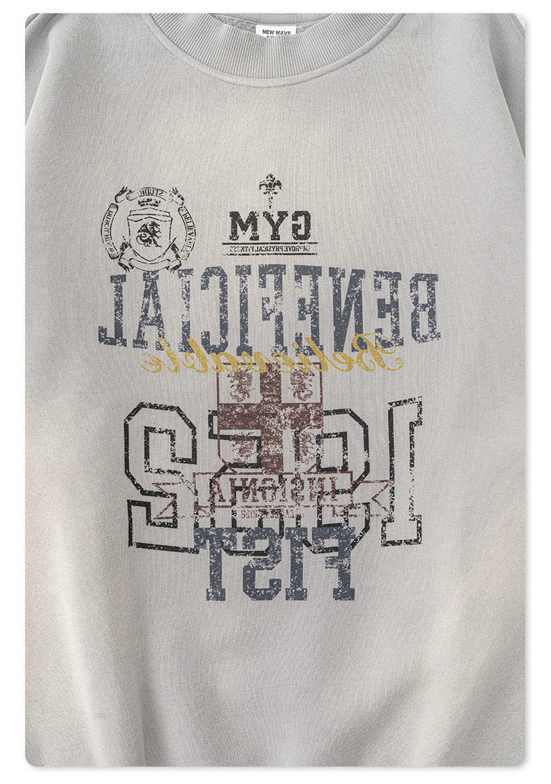Letter Print Round Neck Sweatshirt