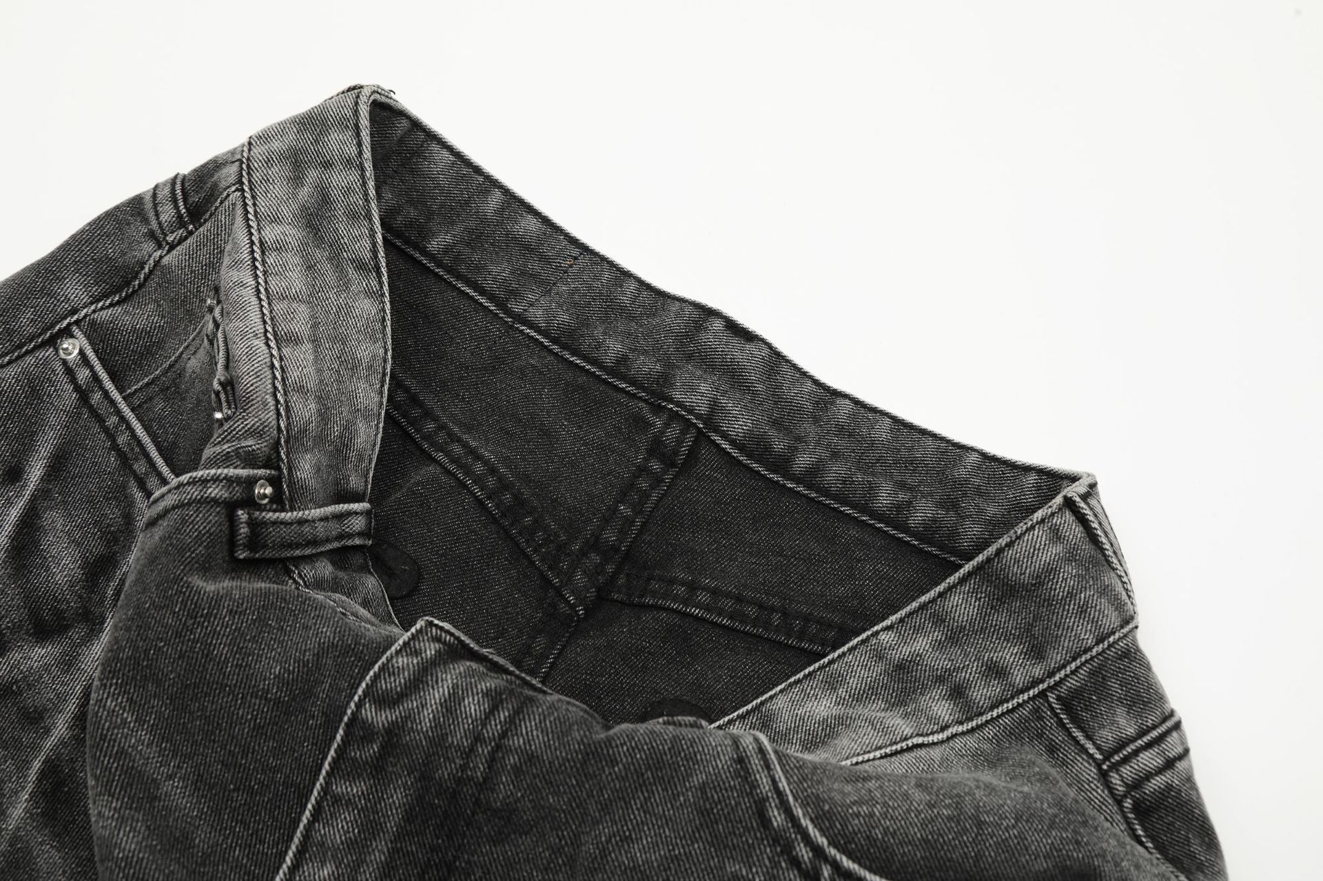 Washed Wide Leg Denim Jort