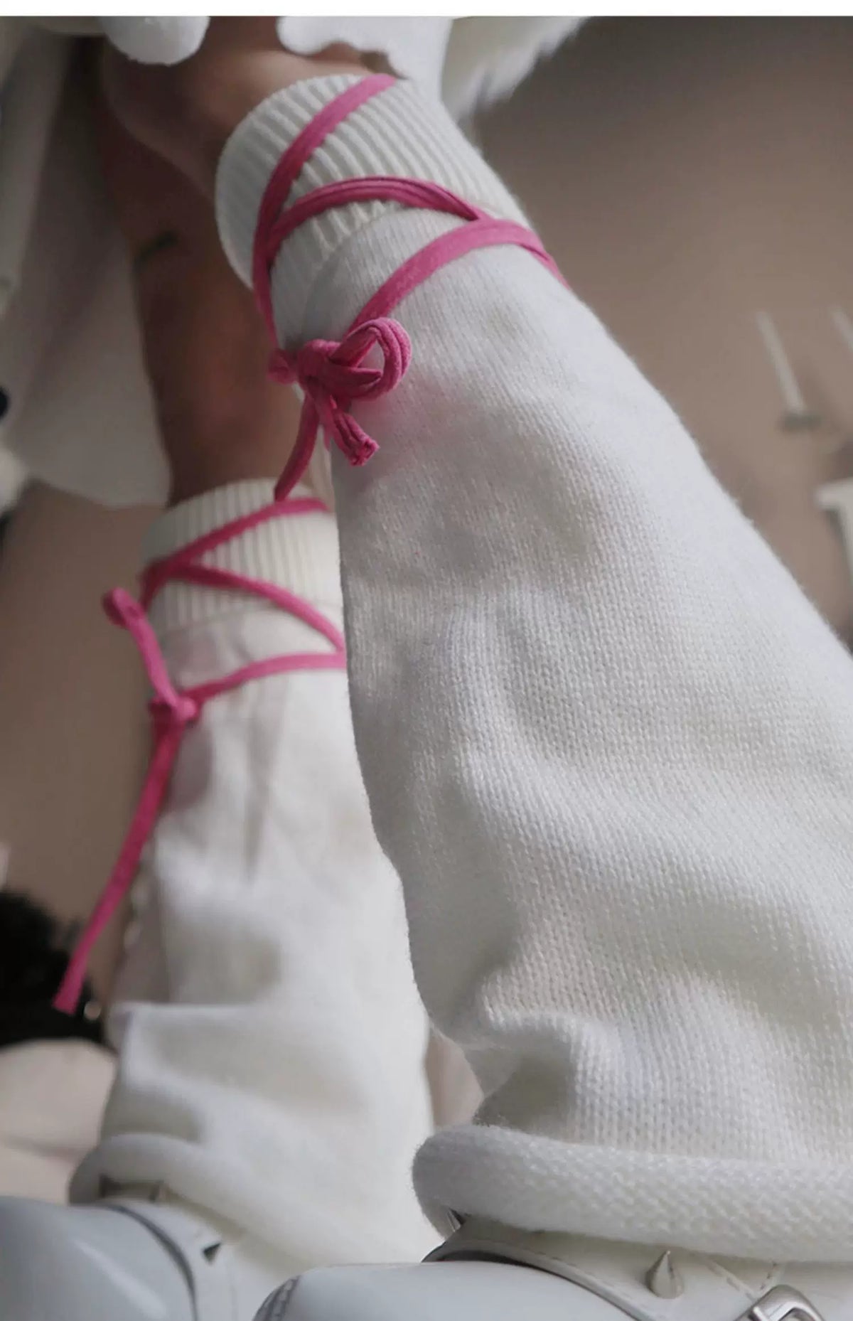 Tie-Strap Knit Leg Warmers