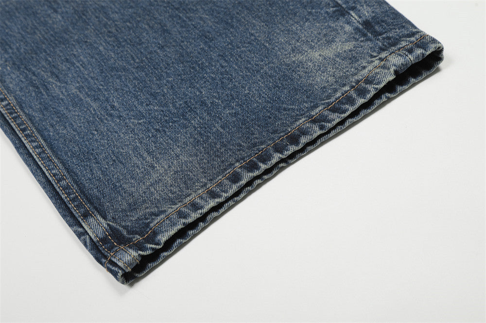 Retro Wide-Leg Denim Jeans - Pants