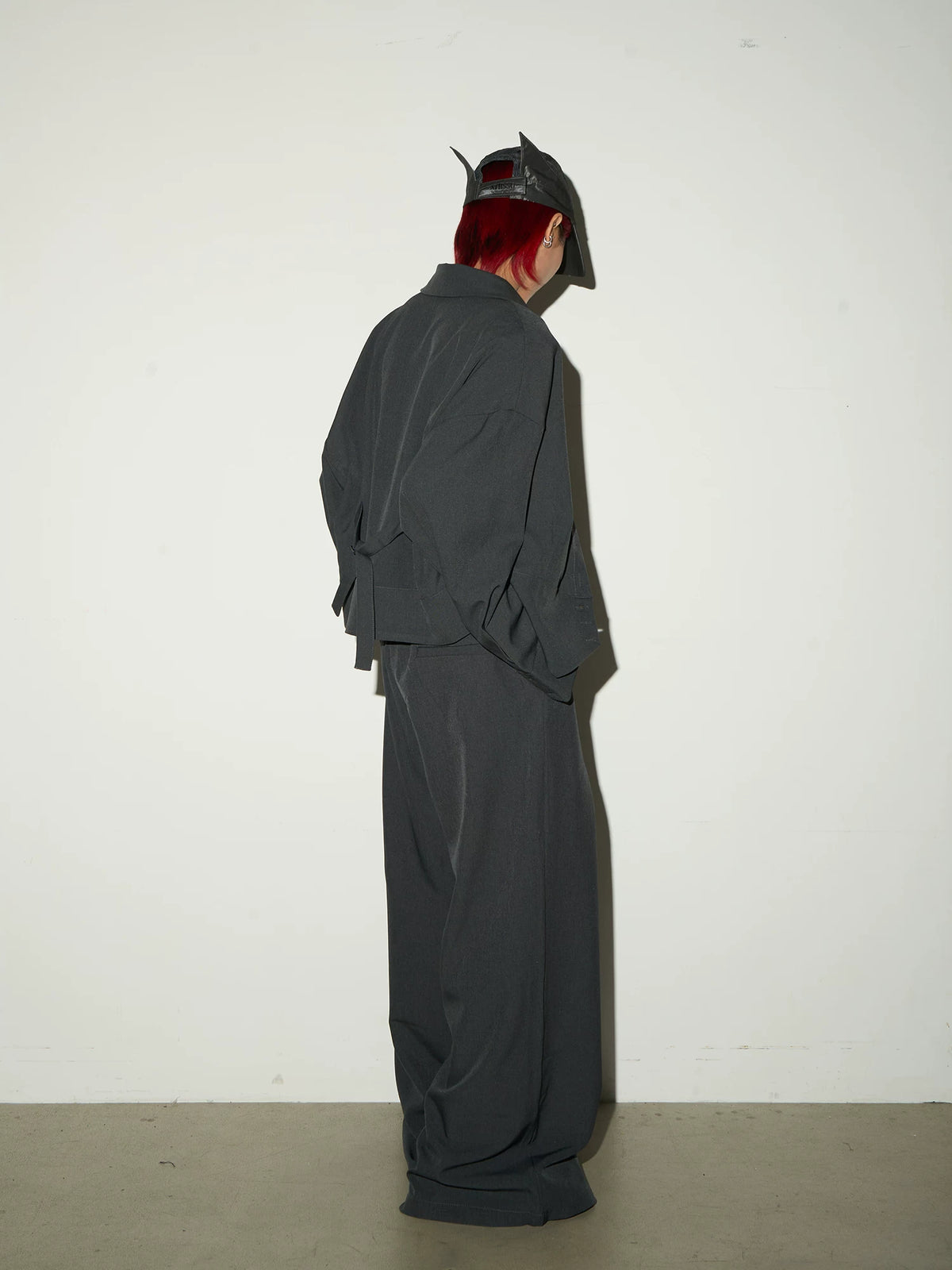 Button Front Long Sleeve Shirt & Pleats Wide Leg Trousers Setup