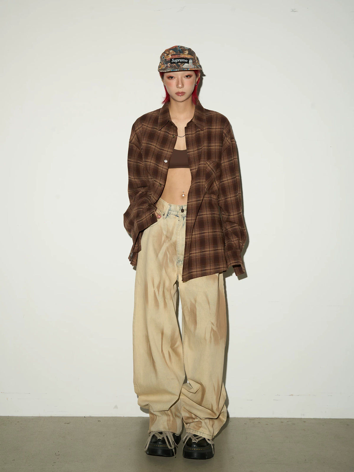 Tie-Dye Washed Damage Wide Leg Denim Jeans