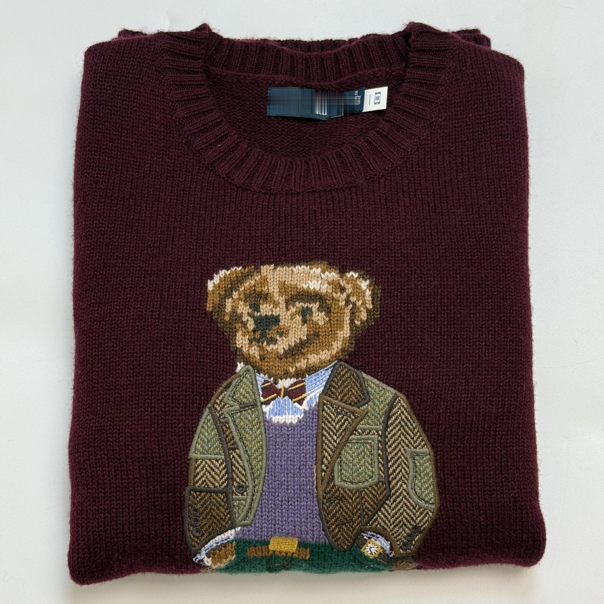 Maglione girocollo pesante in lana RL Bear di alta qualità