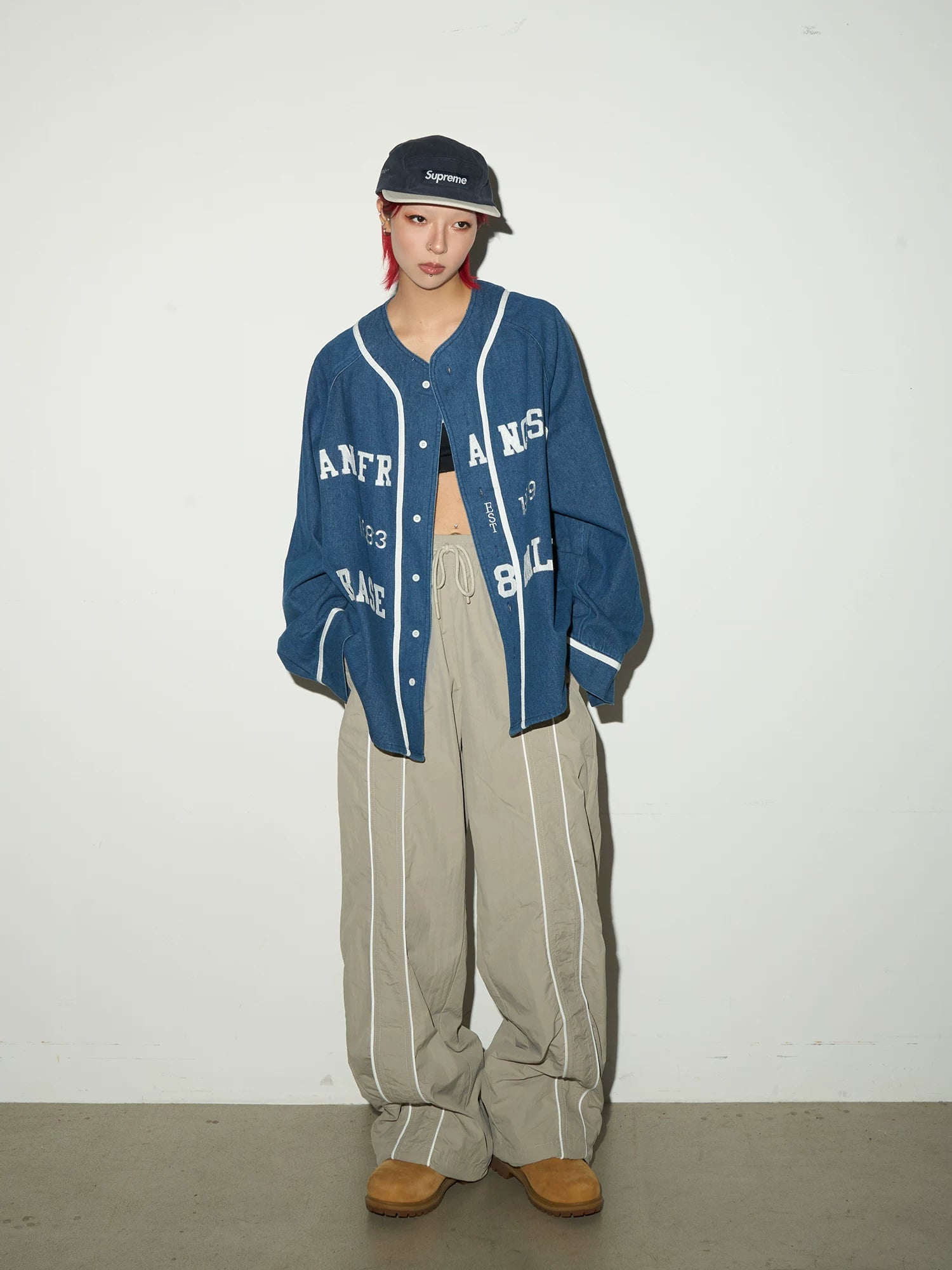 Line Detail Lightweight Quick-Dry Oversize Jacket & Wide Leg Pants Setup