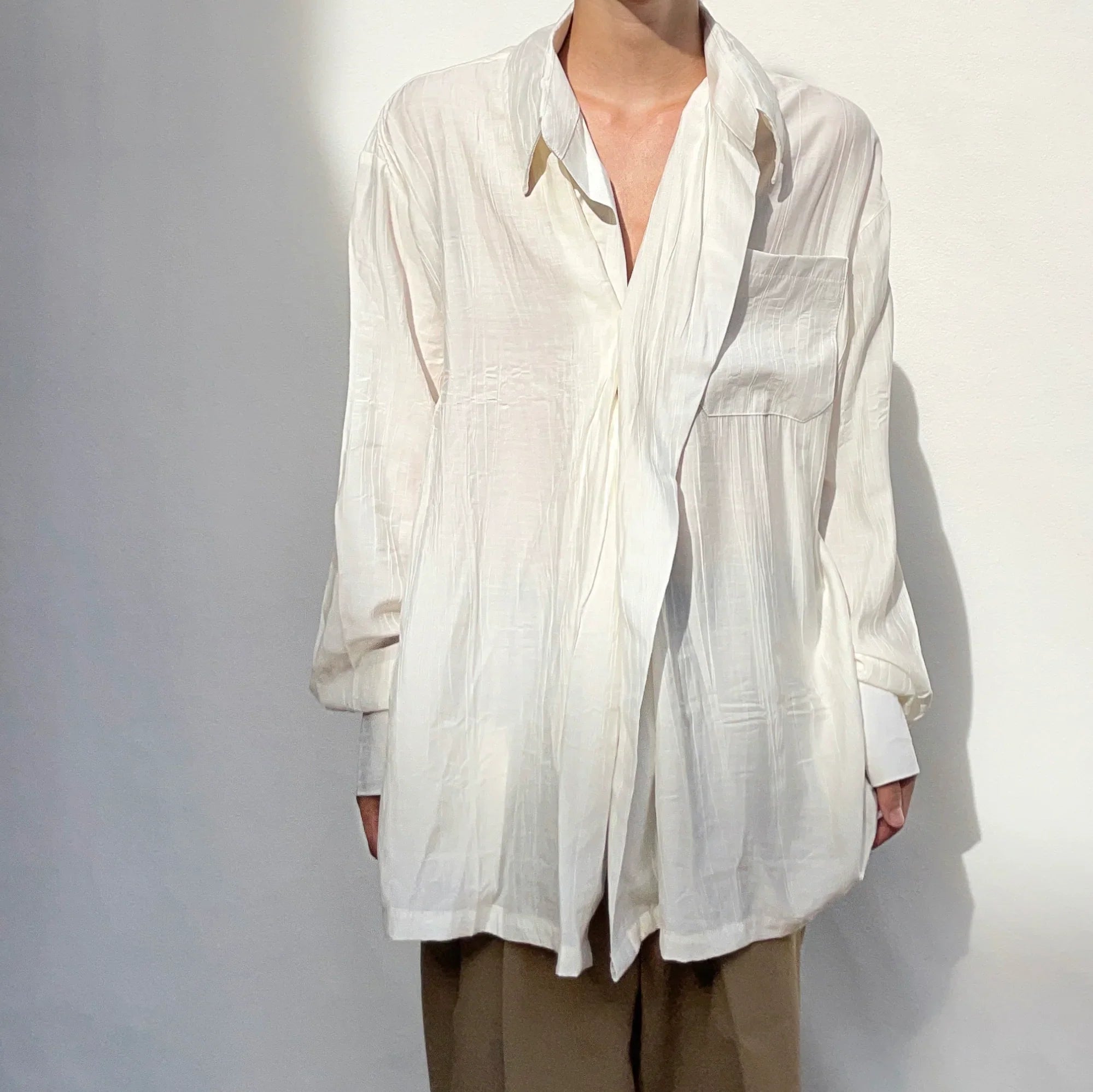 Pleats Oversize Long Sleeve Shirt