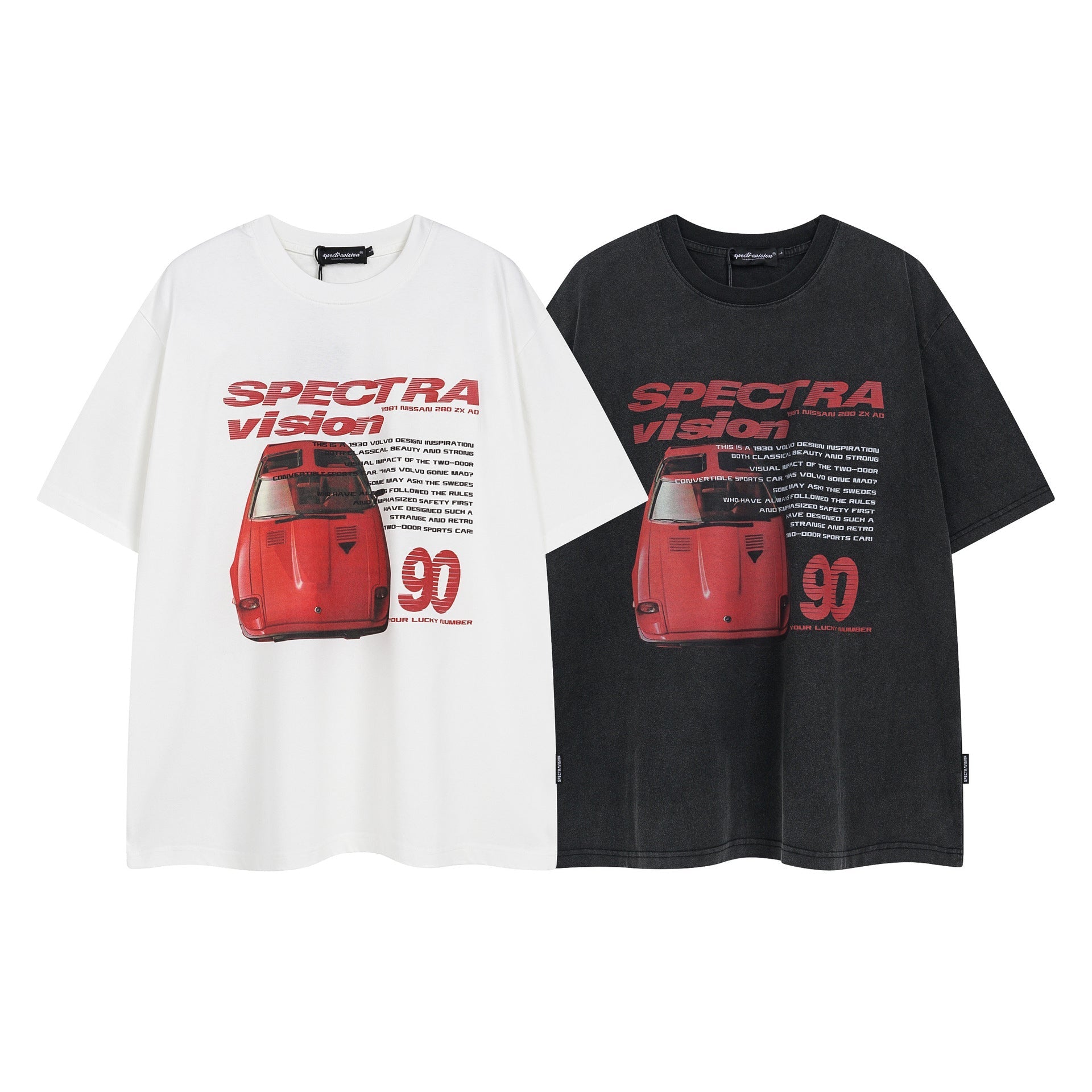Washed Graphic Car Print Short Sleeve T-Shirt