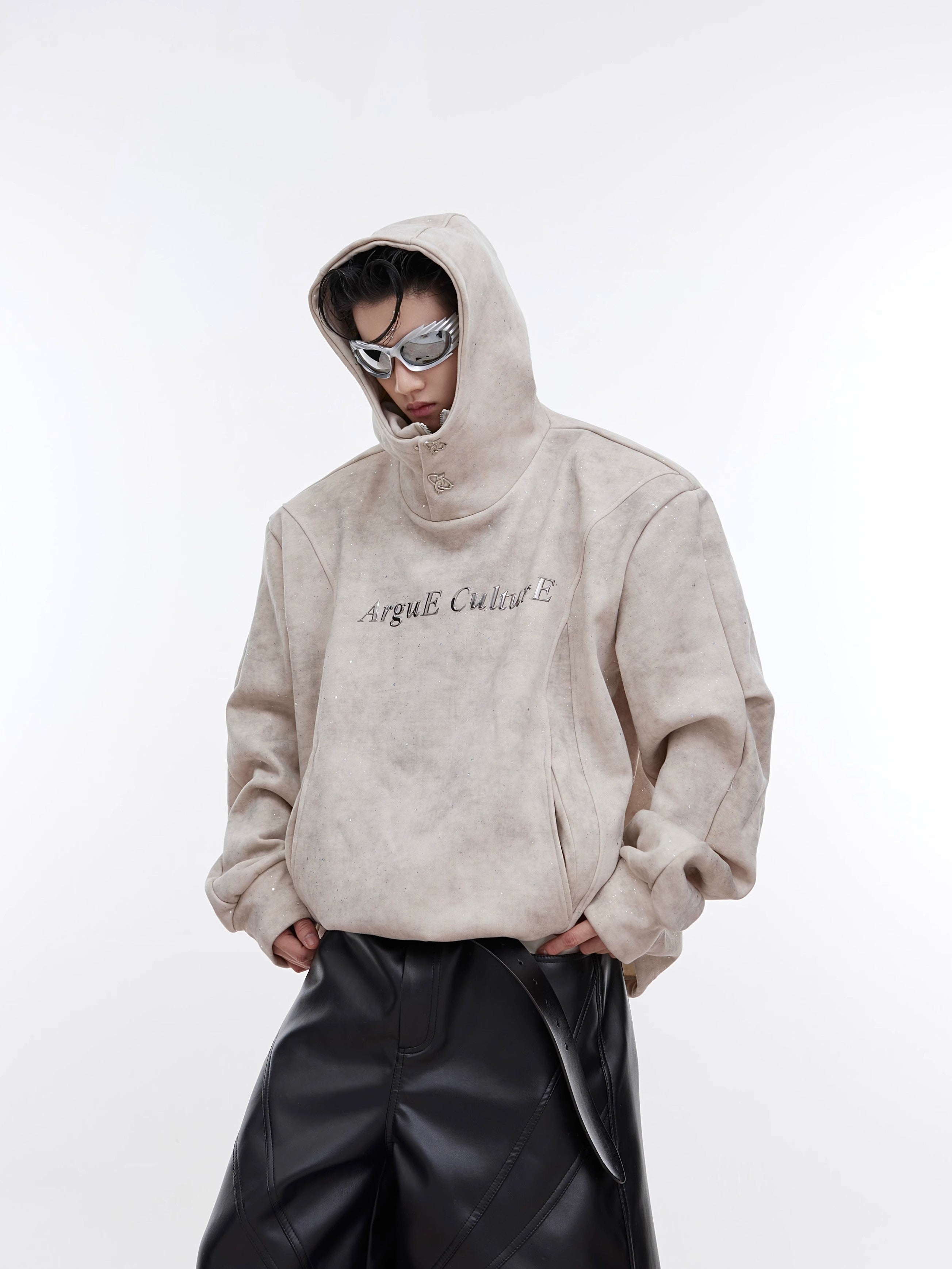 Oversize Double Layered Collar Design Hoodie