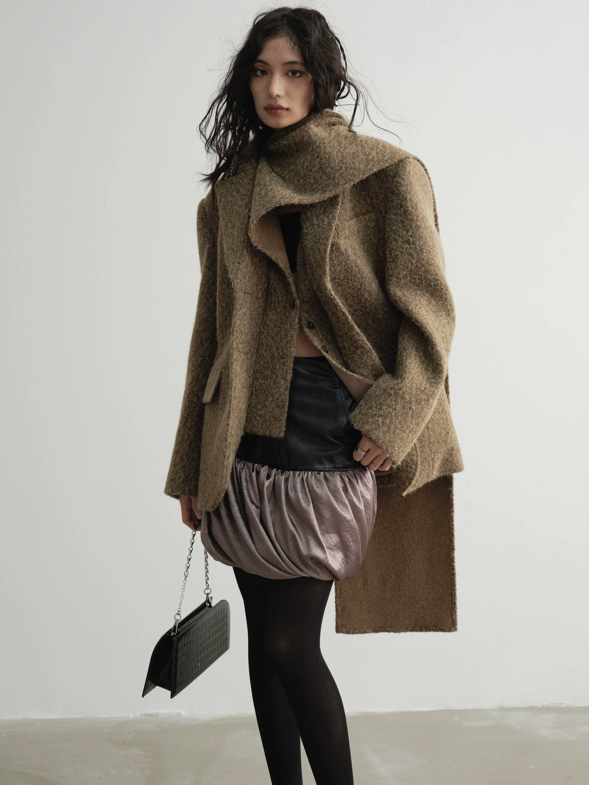 Detachable Scarf Tailored Jacket