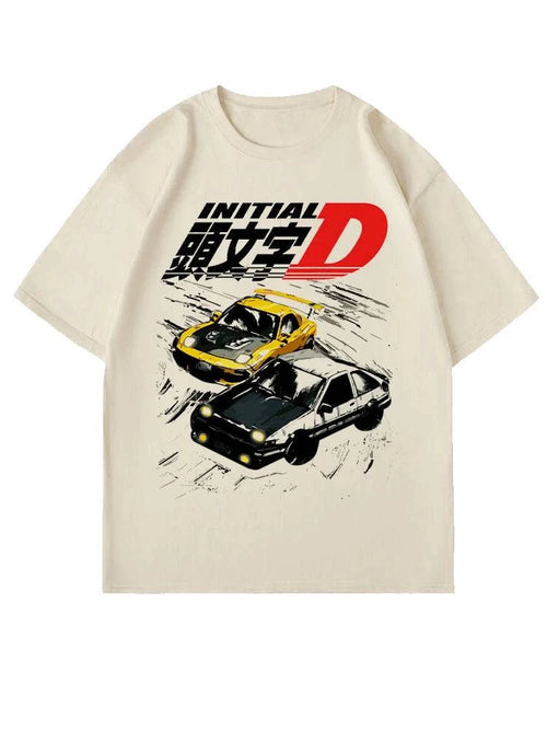 Anime Initial D T-shirt - S / apricot