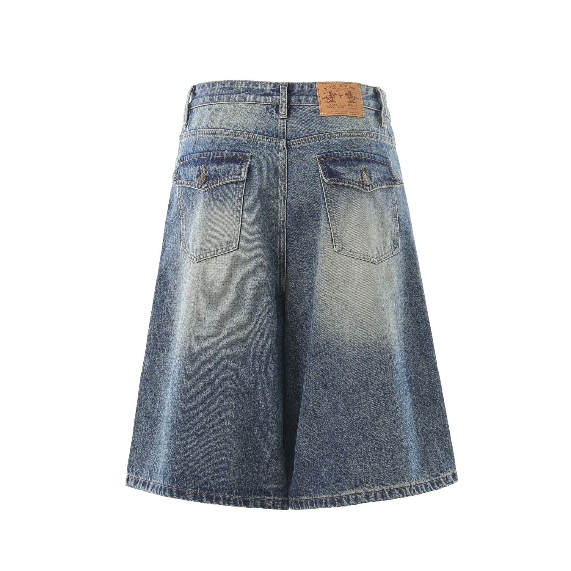 Denim Wash Wide Leg Jort