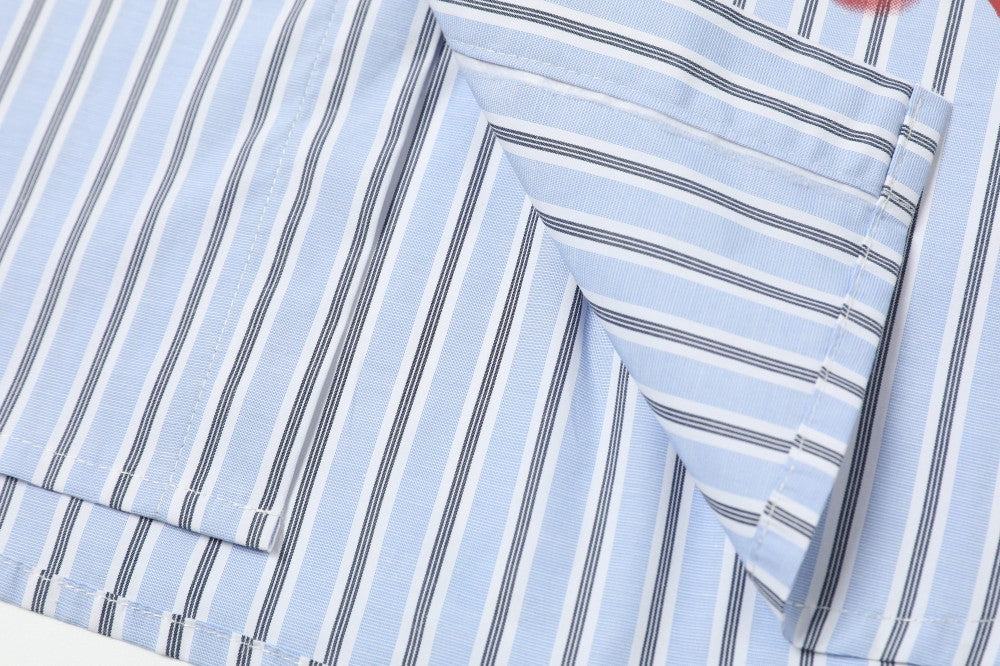 Stripe Letter Print Long Sleeve Shirt