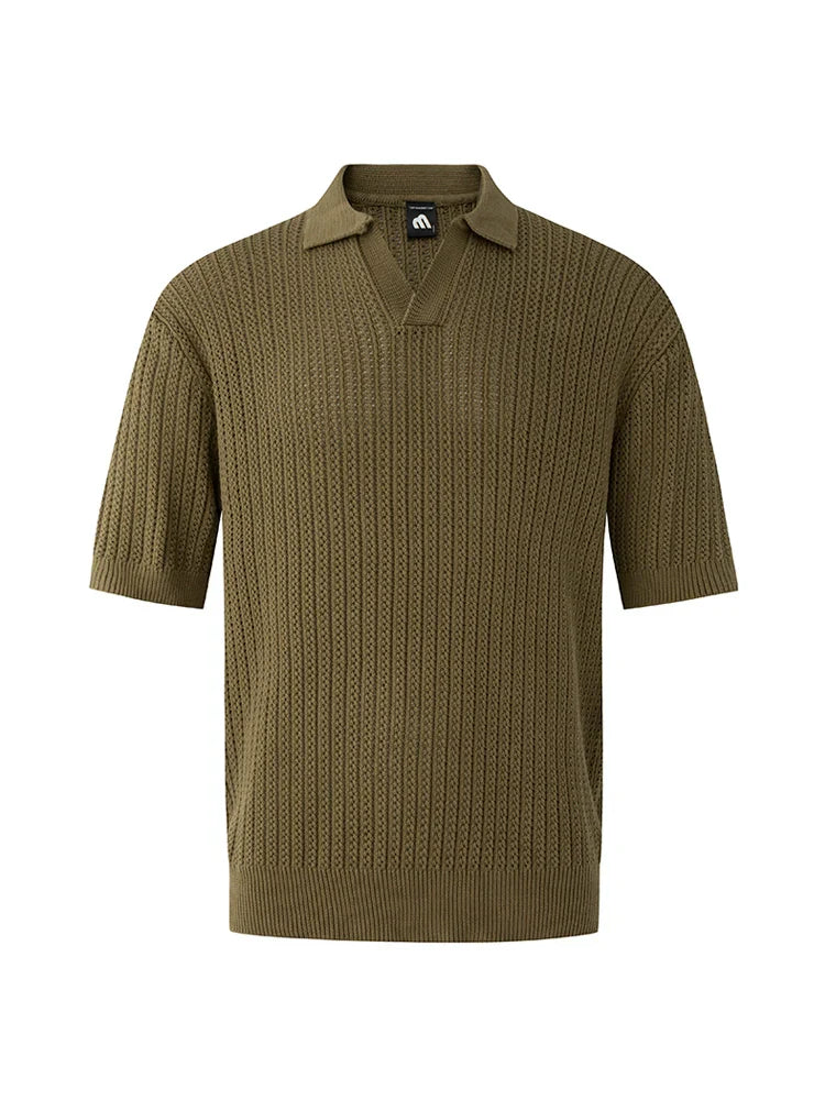 Oversize Short Sleeve Knit Polo Shirt