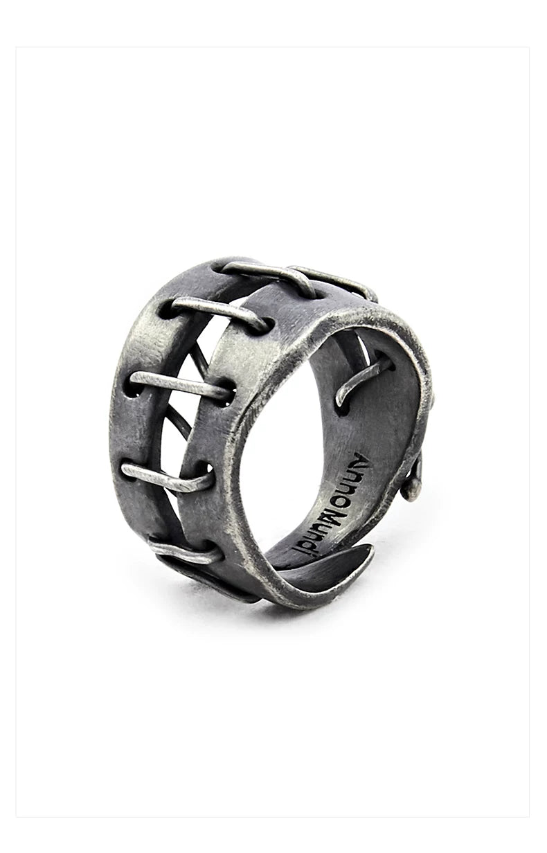 Dark Heavy Strap Silver Ring