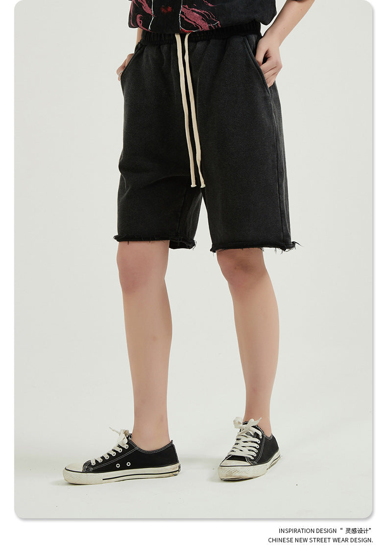 Washed Vintage Raw Edge Short Sweatpants