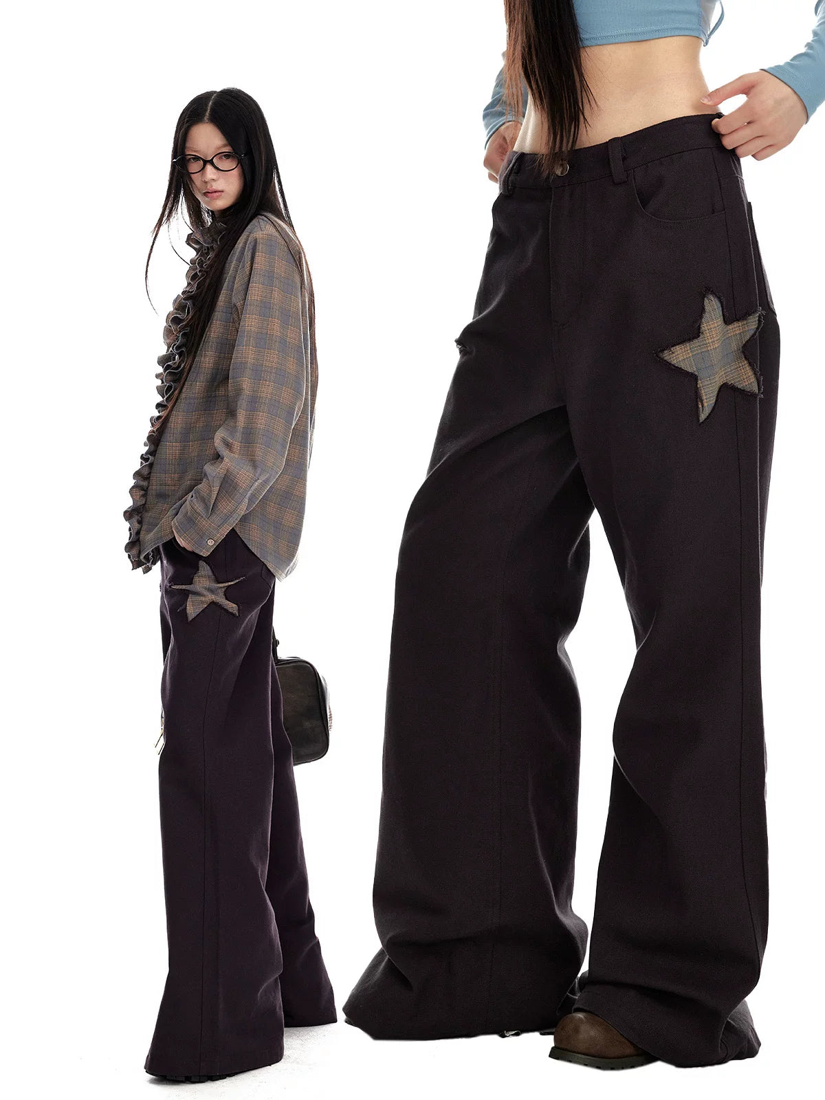 Star Patch Flare Pants