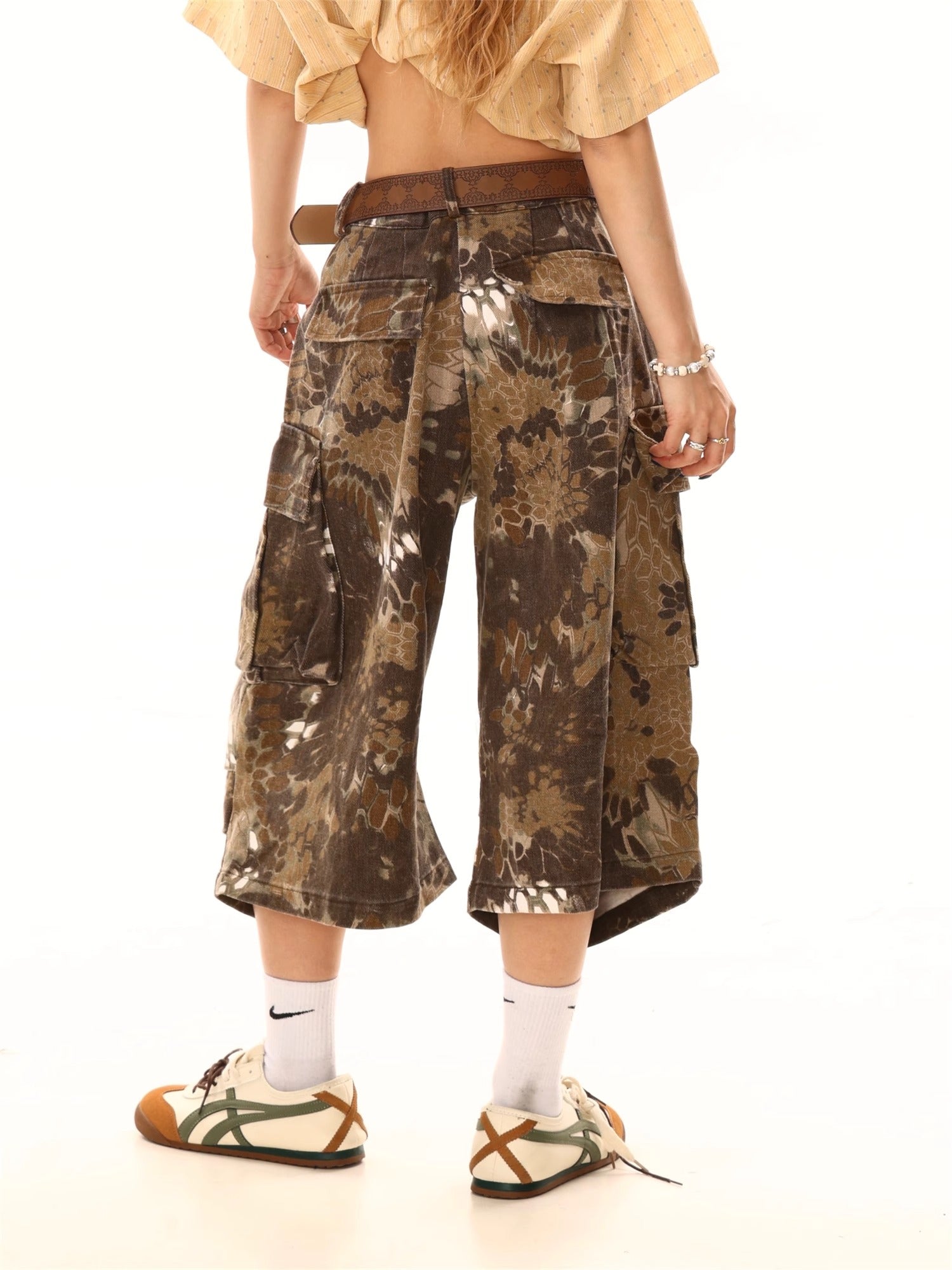 Snake Print Design Cargo Jorts