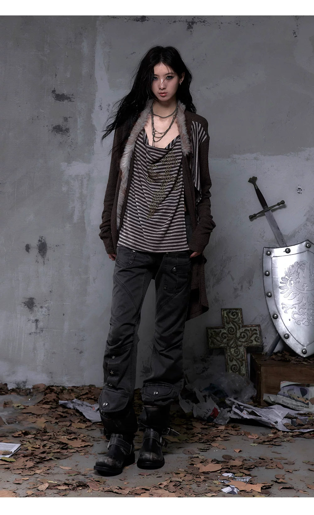 Wrinkle Washed Flare Suede Pants