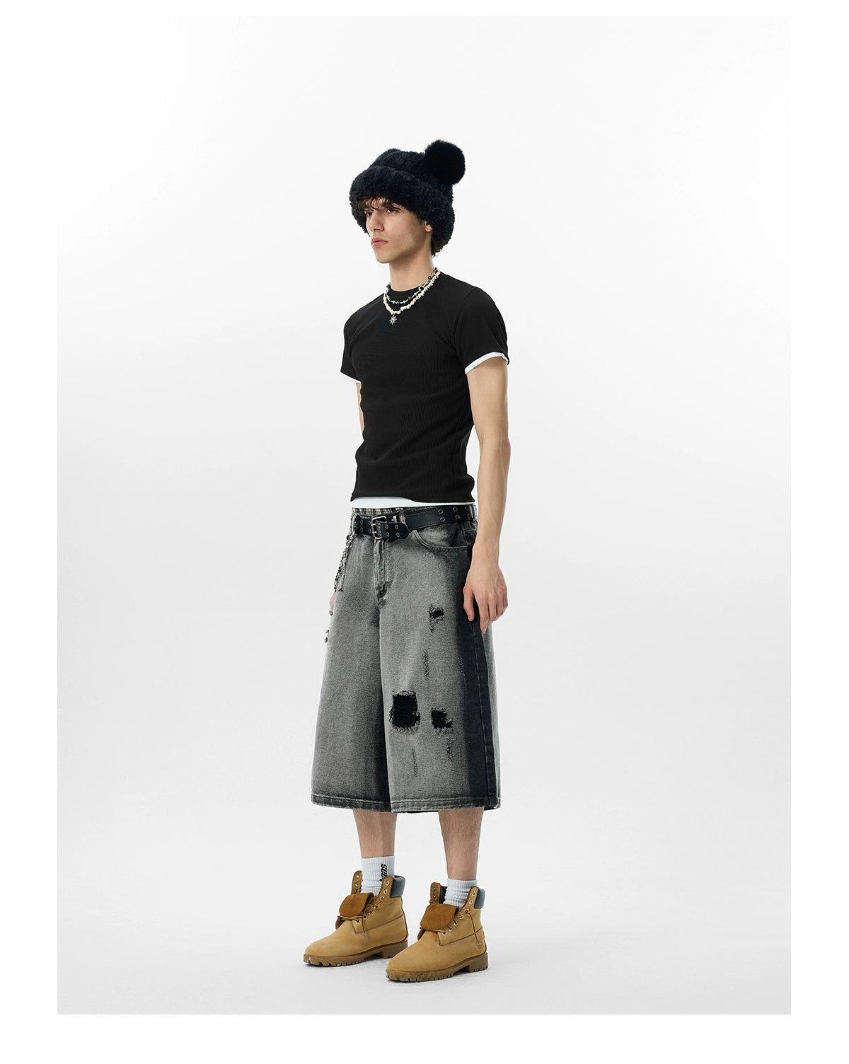 Jorts rétro déchirés délavés noirs