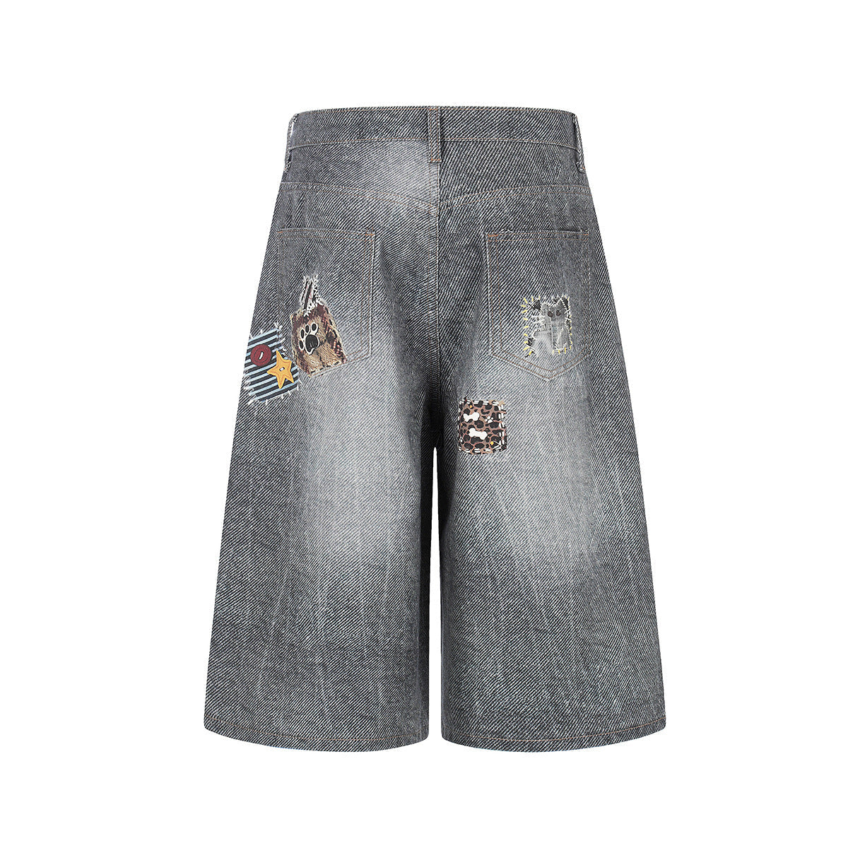 Applique Patchwork Wide Leg Jort