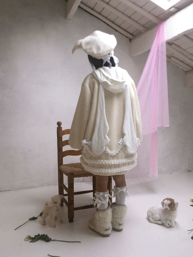 Lace Bow Puff Sleeve Coat