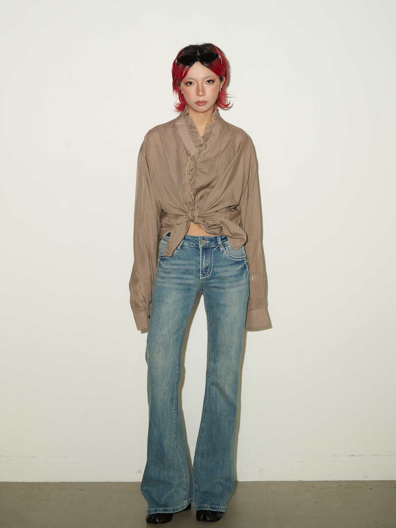 Low Rise Wash Flare Denim Jeans