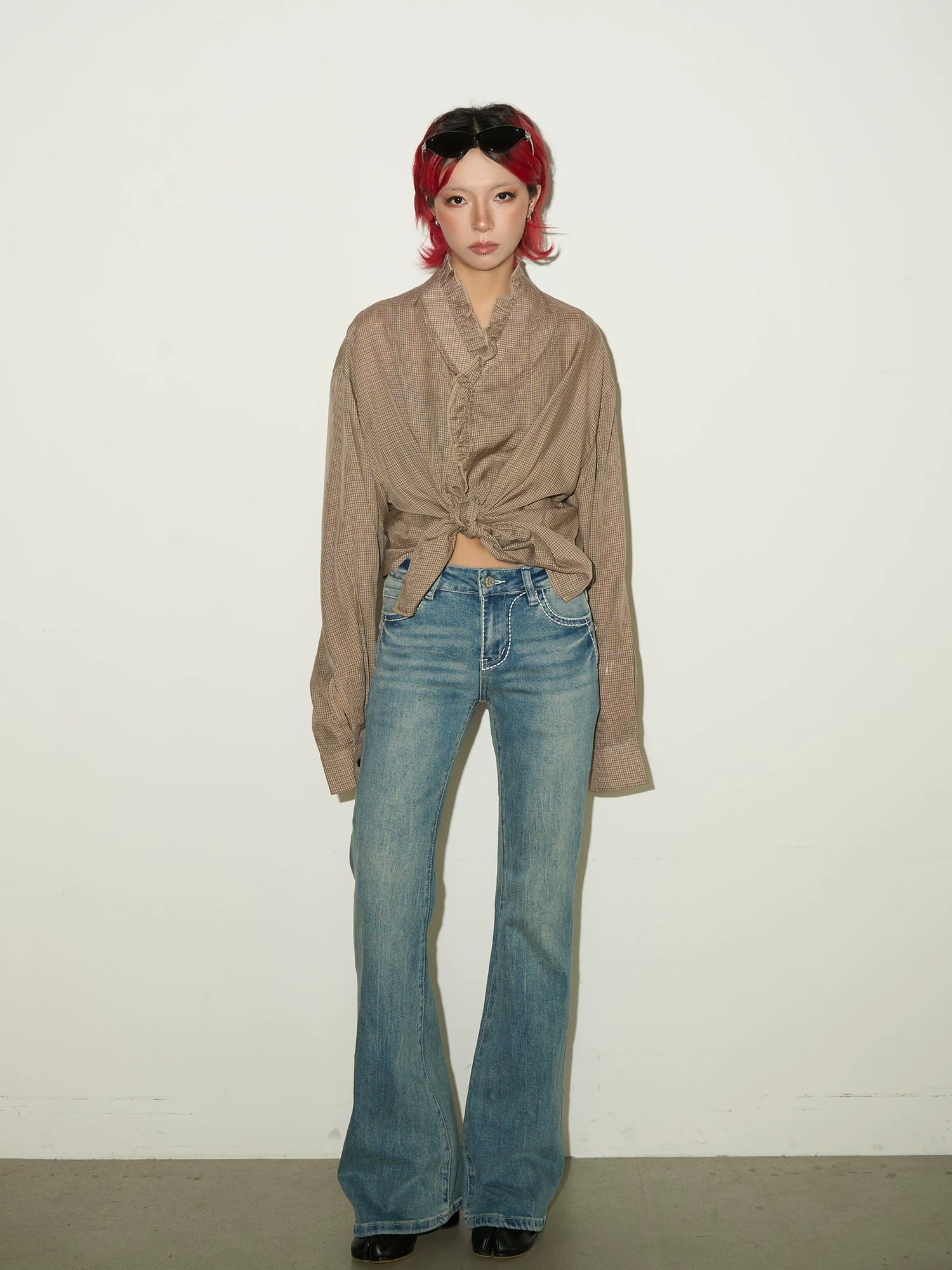 Low Rise Wash Flare Denim Jeans