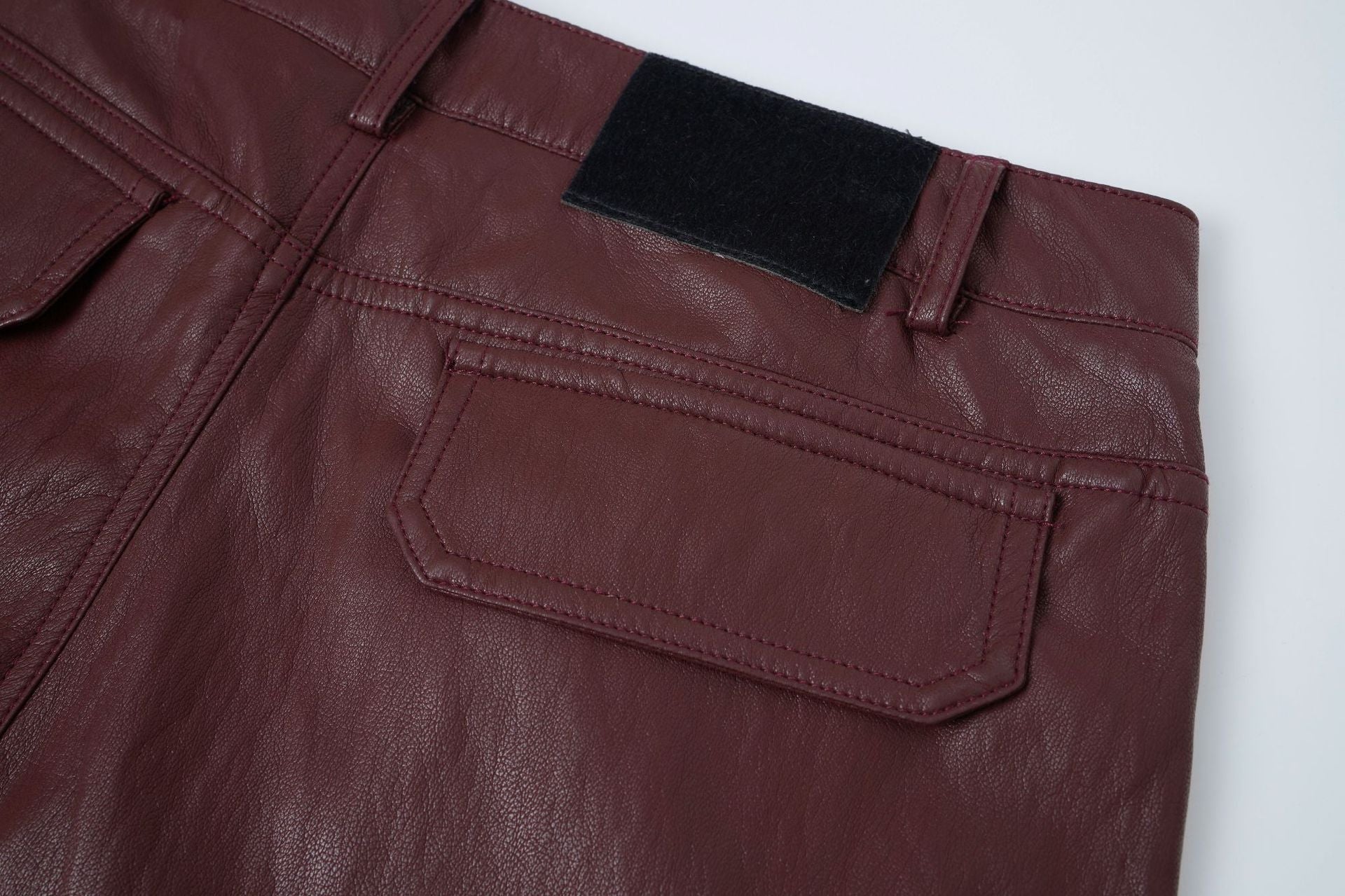 PU Leather Pocket Cropped Wide Leg Cargo Hahf Pants