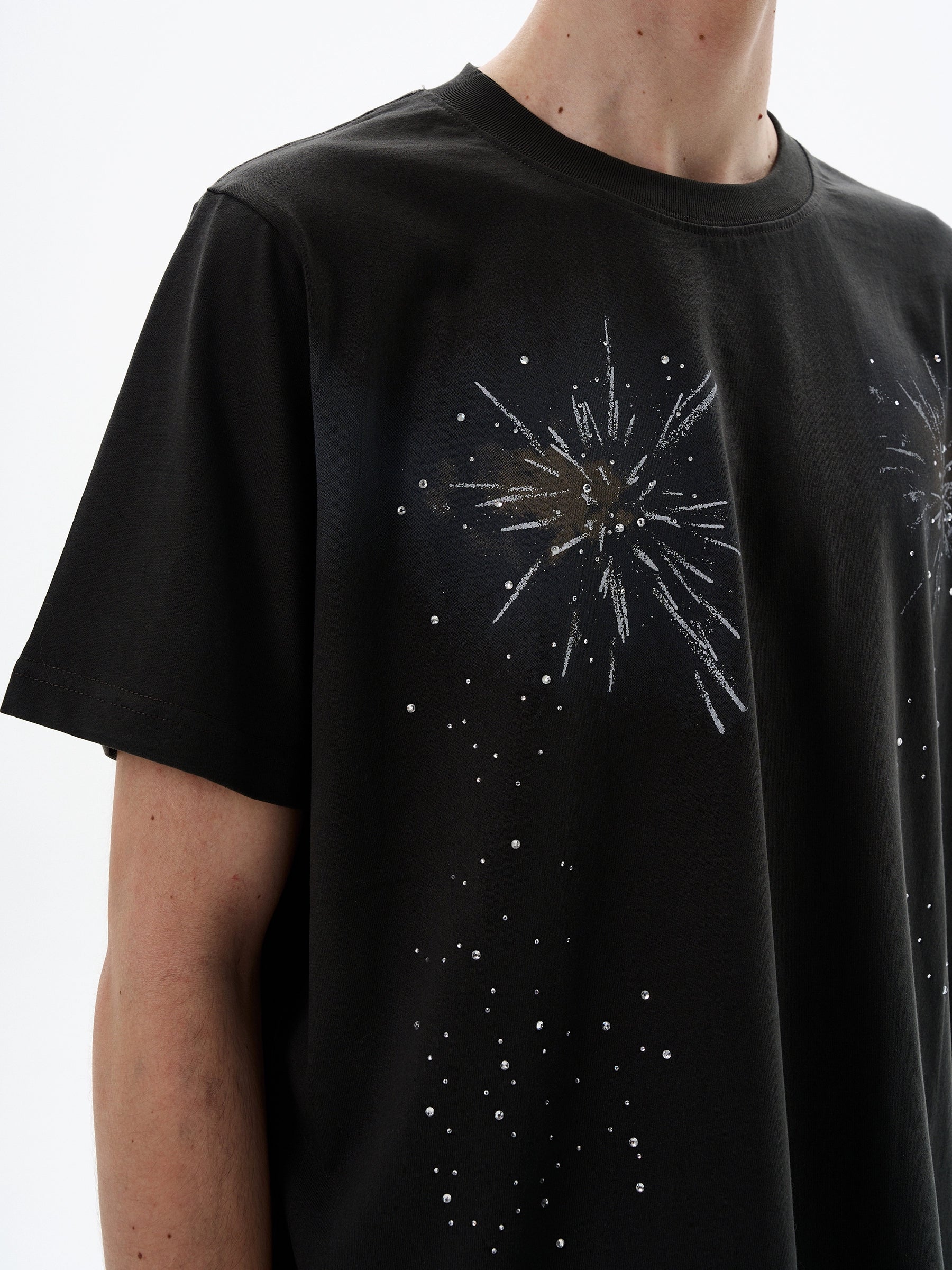 Firework Rhinestone Heavyweight Short Sleeve T-Shirt