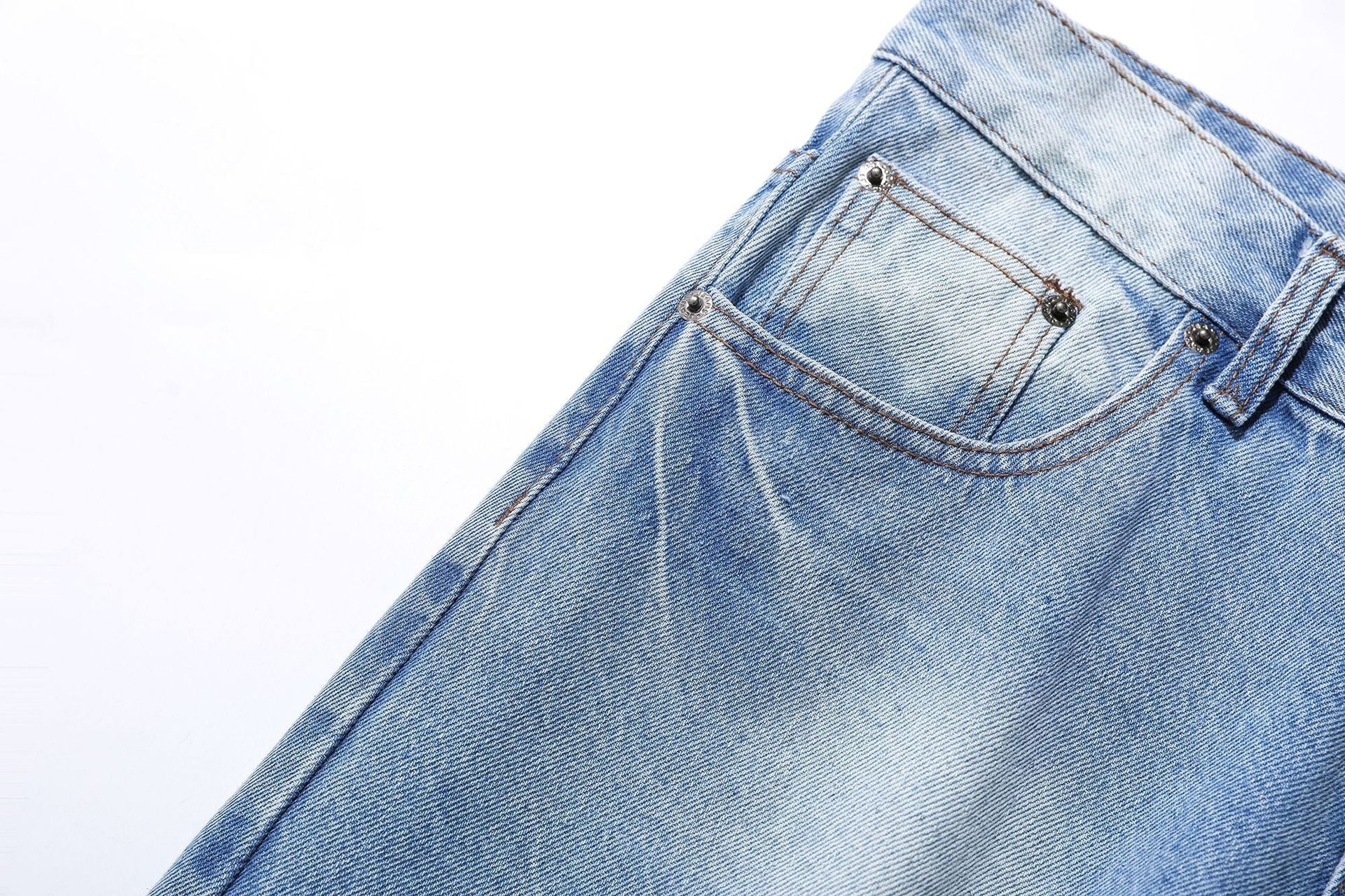 Washed Damage Wide Leg Flare Denim Jeans