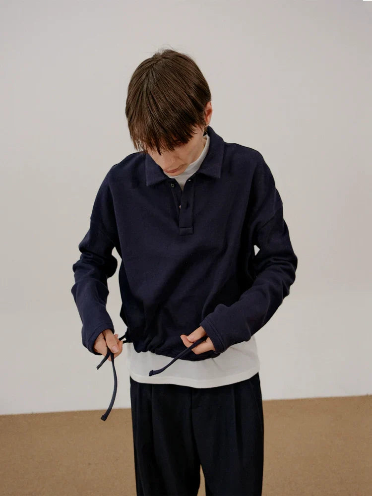 Drawstring Polo Sweatshirt