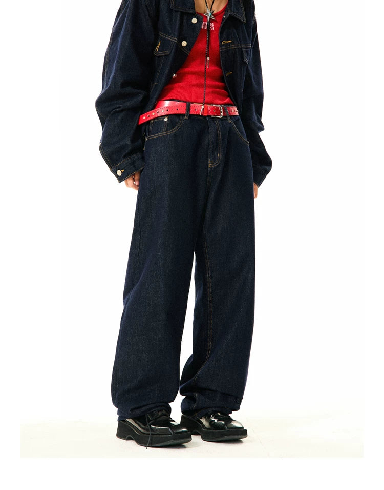 Button Oversize Denim Jacket & Wide Leg Denim Jeans Setup