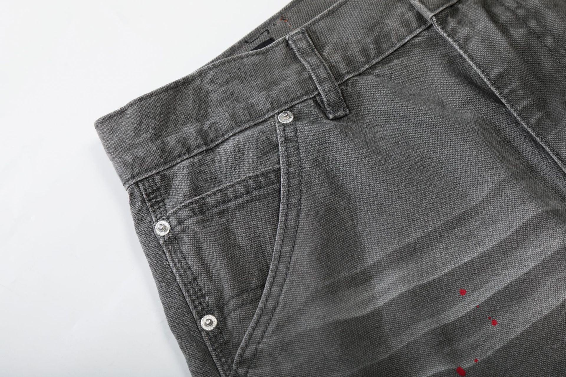 Whisker Ink Splash Curved Wide Leg Denim Jeans
