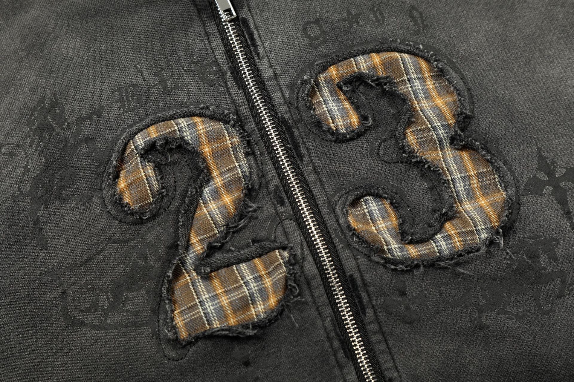 Gradient Number Print Zipper Hoodie