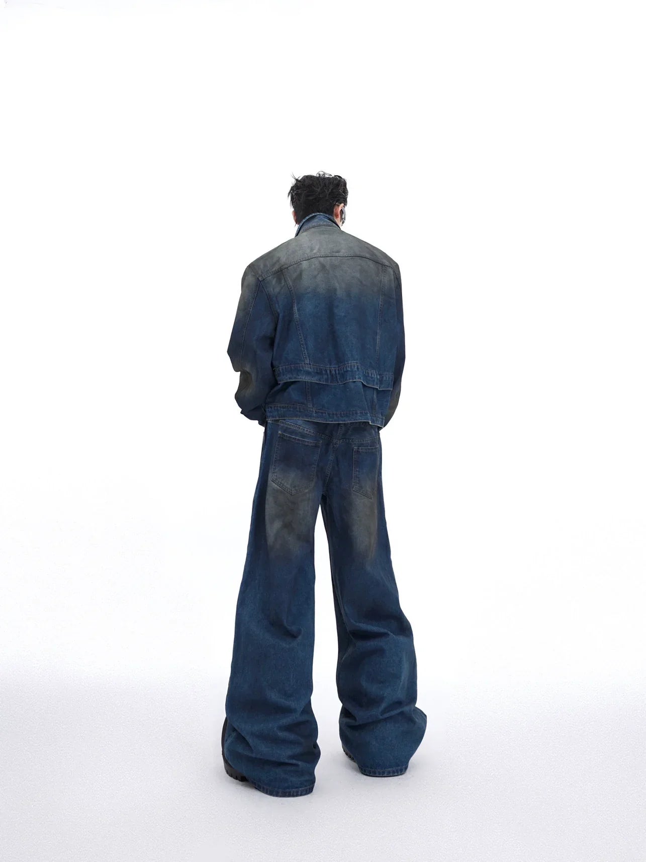 Double Layered Denim Jacket & Wide-leg Denim Jeans Setup