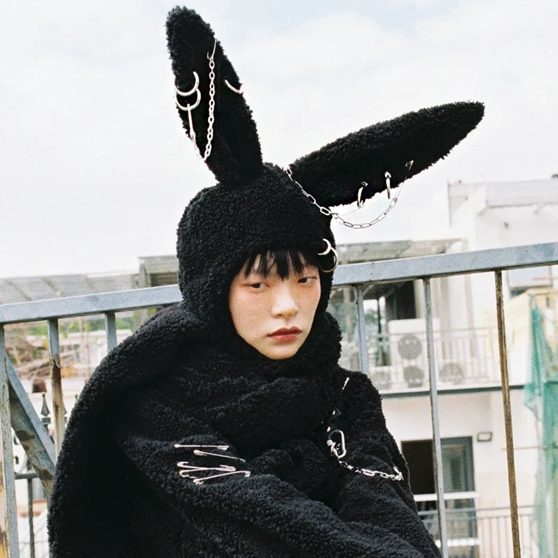 Rabbit Plush Ear Scarf Hat
