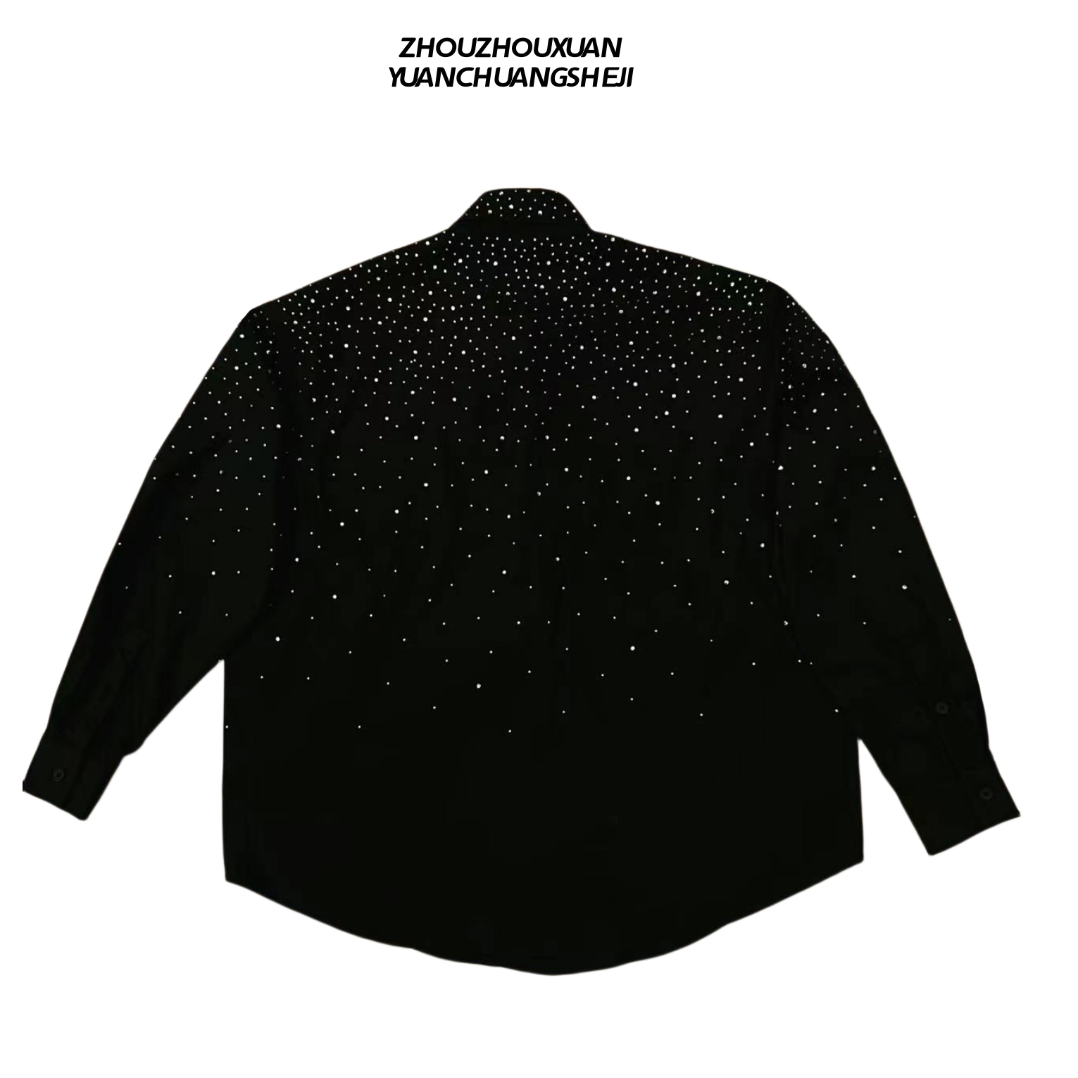 Rhinestone Star Detachable Shoulder-Pad Long Sleeve Shirt