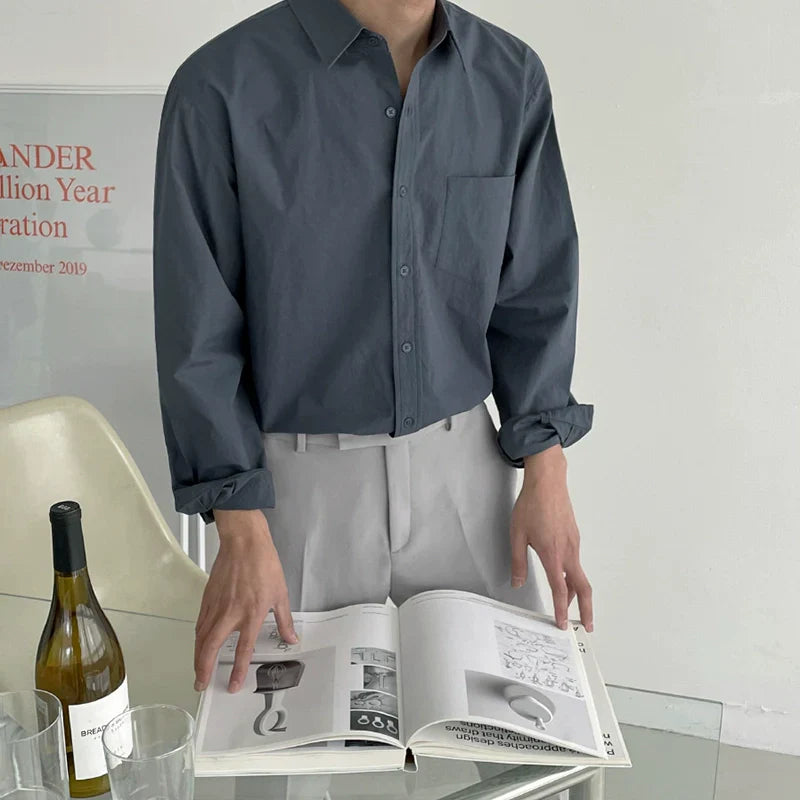 Wrinkle-Free Plain Long Sleeve Shirt