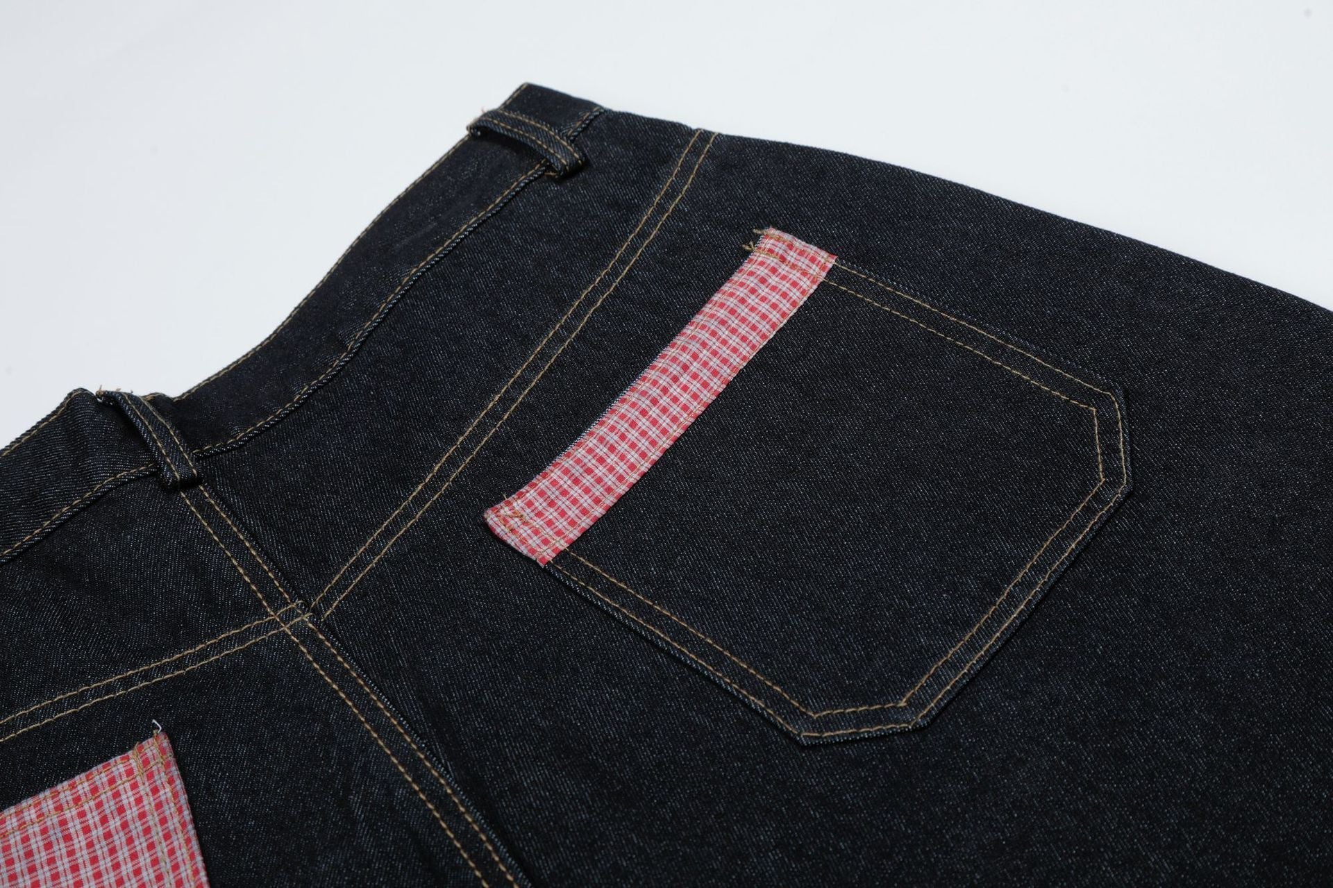 Star Patch Embroidery Denim Wide Leg Jort