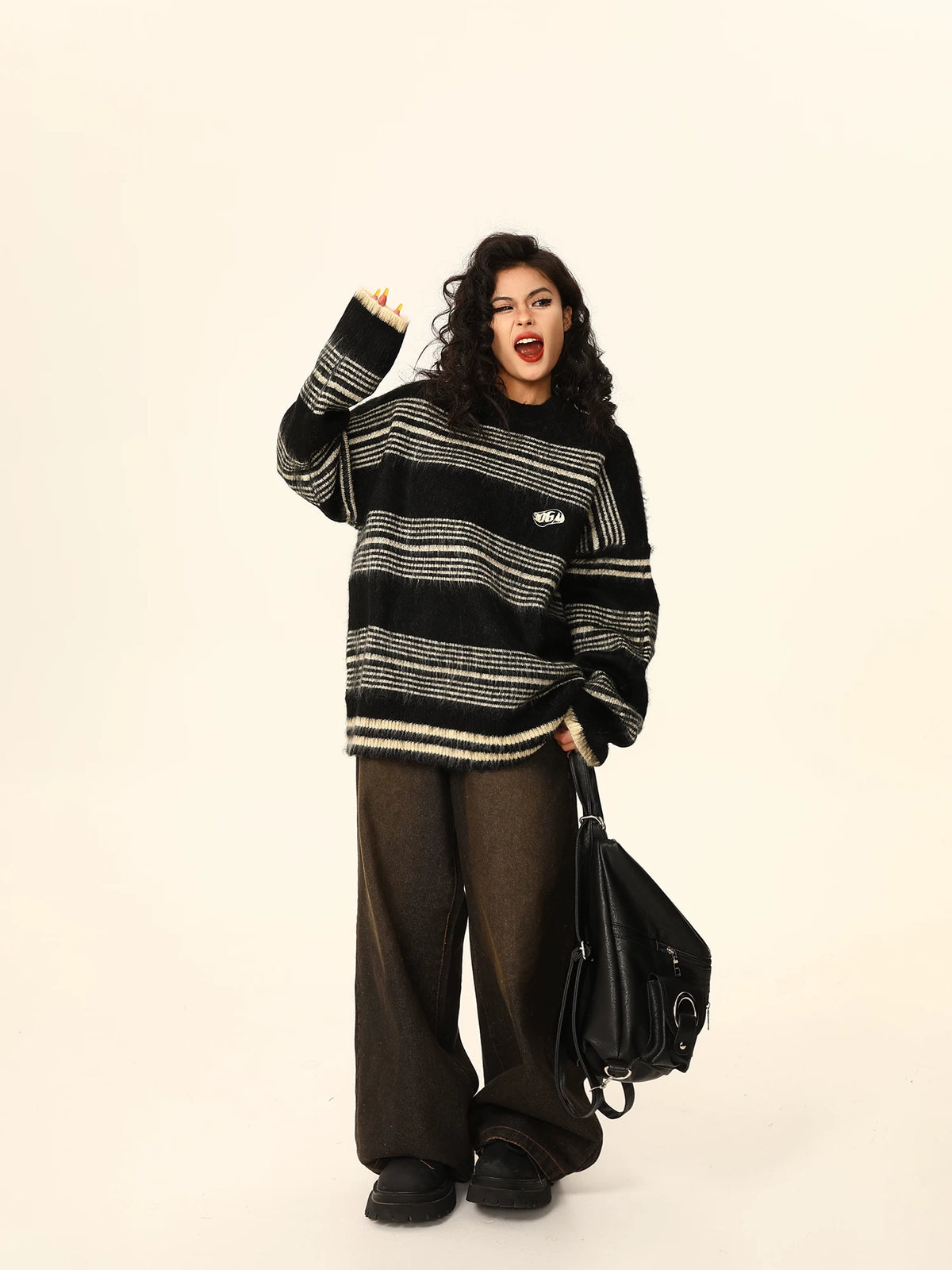Oversized Striped Knit Sweater