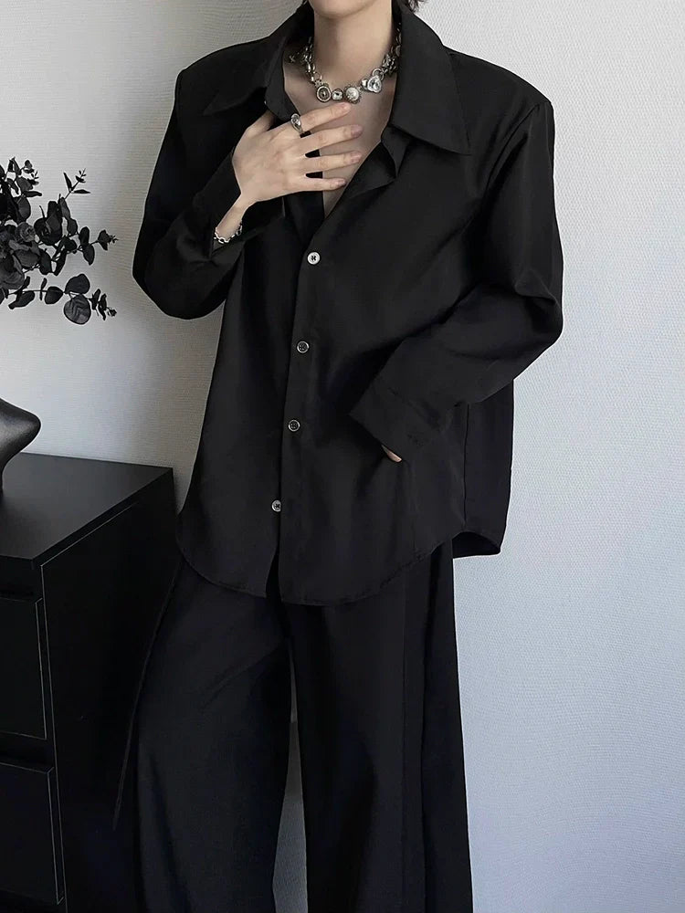 Shoulder-Pad Oversize Long Sleeve Shirt