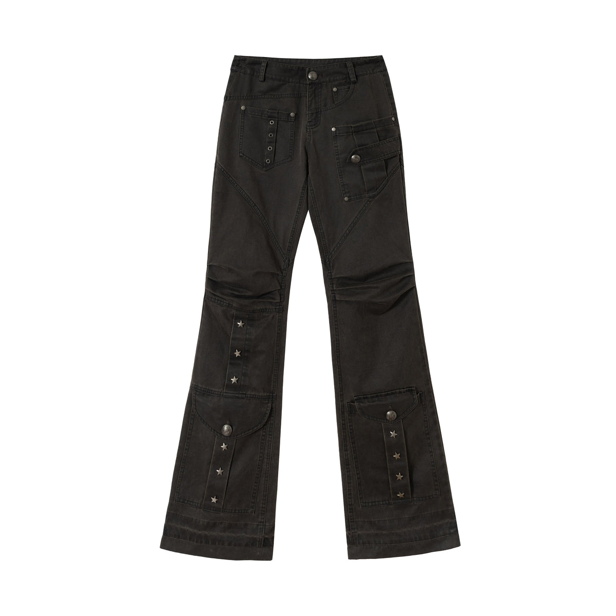 Wrinkle Washed Flare Suede Pants