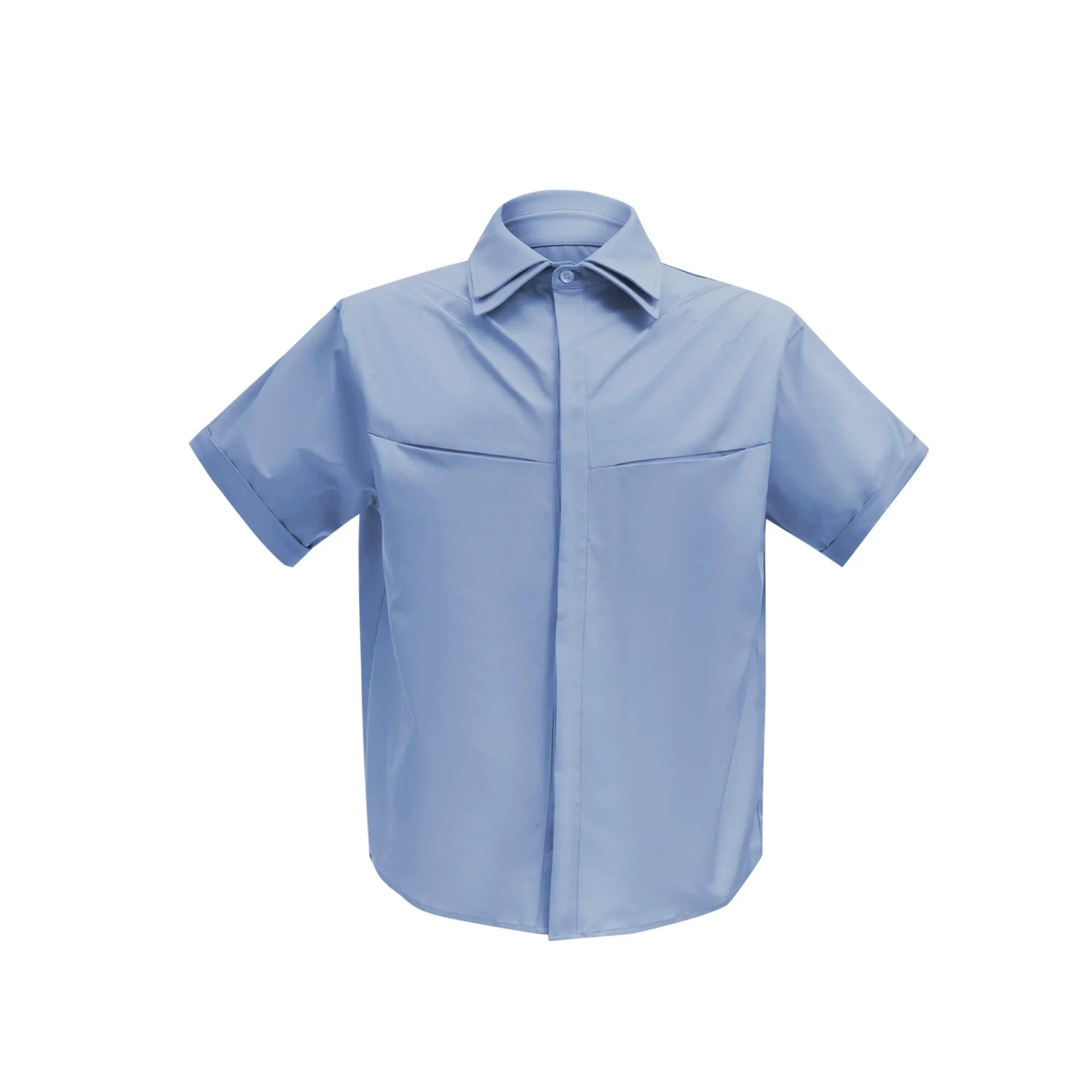 Double Layered Collar Shoulder Pads Plan Shirt