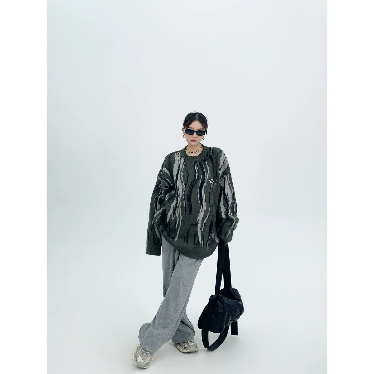 Pull oversize en maille à rayures Mrble