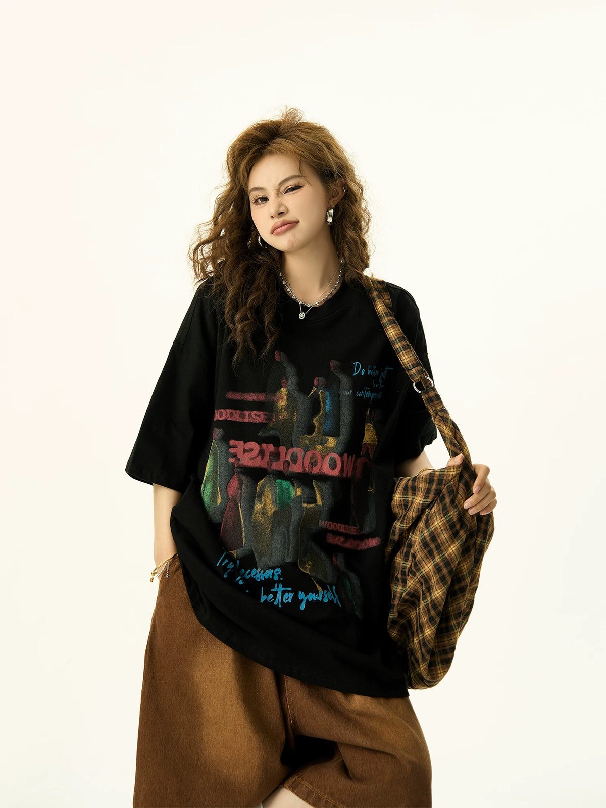 Graffiti Print Oversize Short Sleeve T-Shirt
